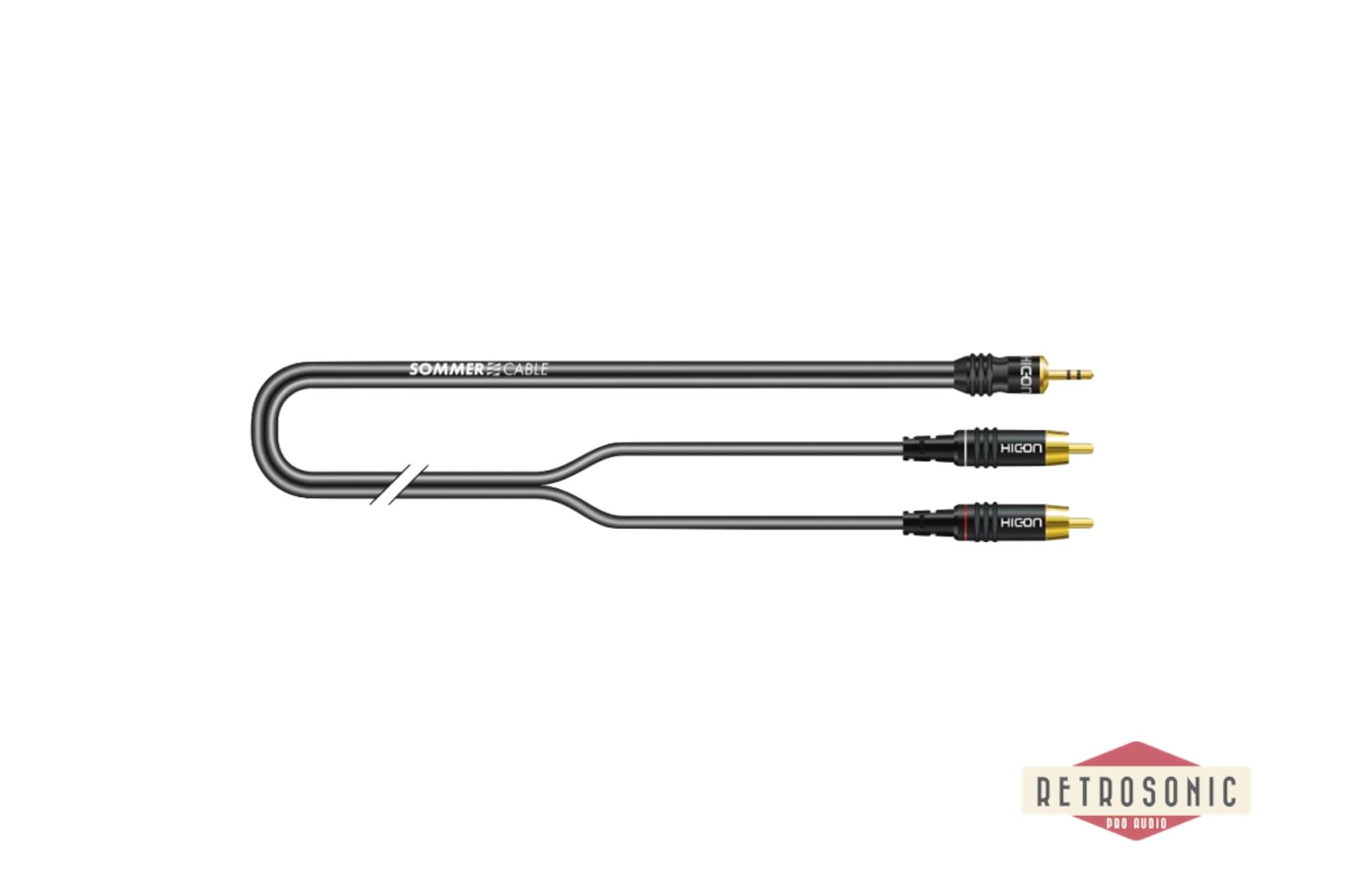 Sommer Stereo split cable SC-Onyx, 2.5m, black, 1 x 0,25 mm² | mini-jack / RCA, HICON